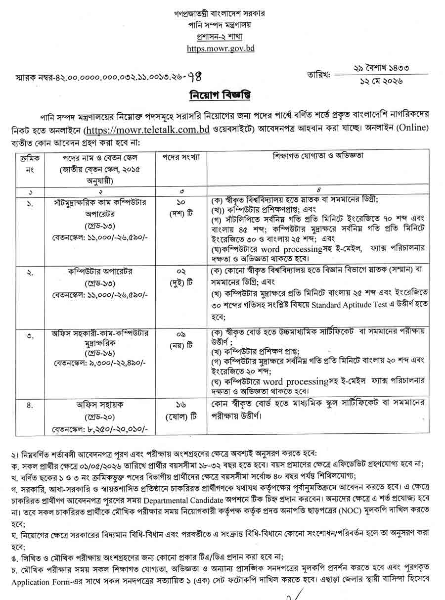 পানি-সম্পদ-মন্ত্রণালয়-নিয়োগ-বিজ্ঞপ্তি-২০২৬-1