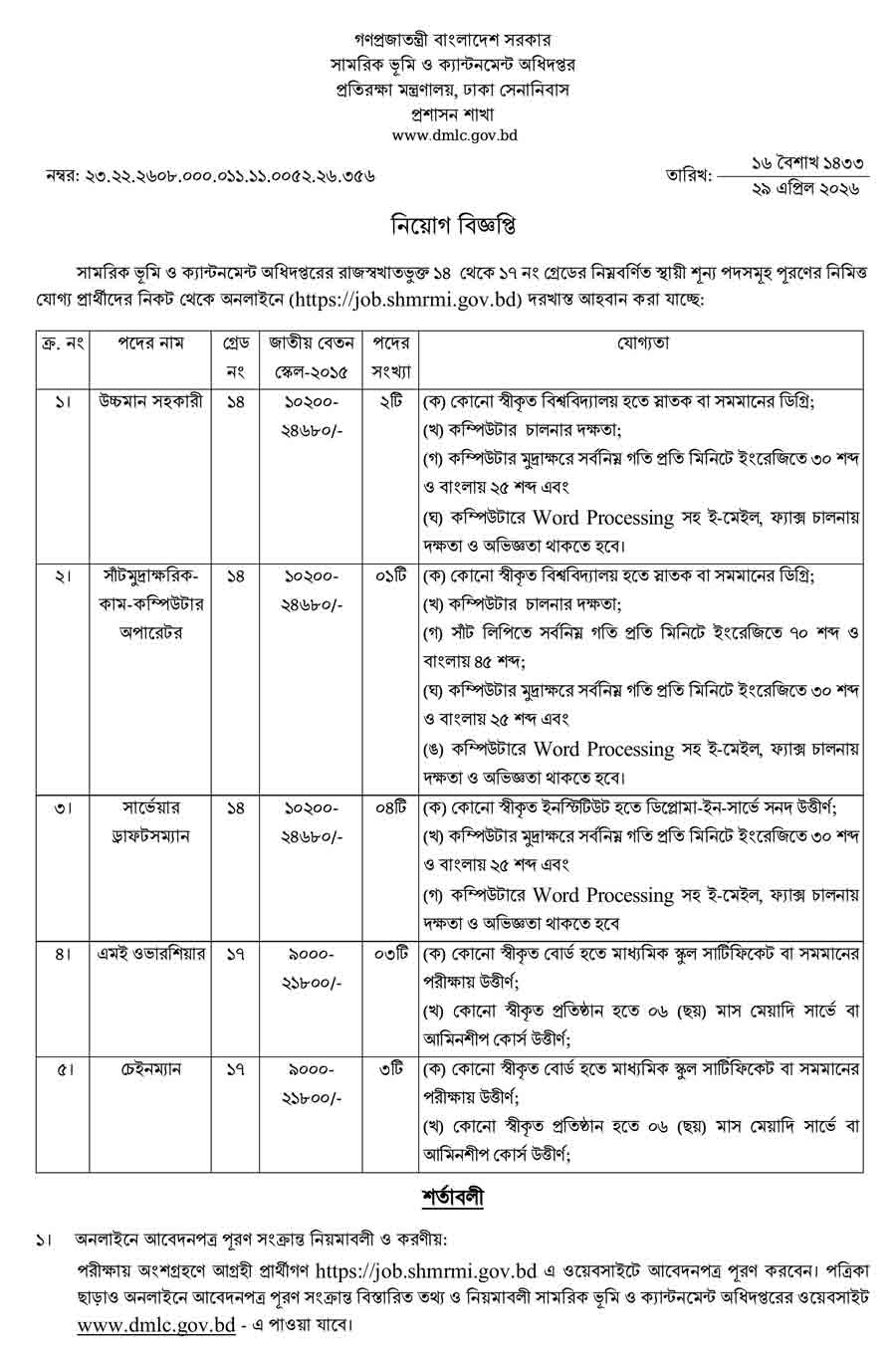 সামরিক-ভূমি-ও-ক্যান্টনমেন্ট-অধিদপ্তর-নিয়োগ-বিজ্ঞপ্তি-২০২৬--1