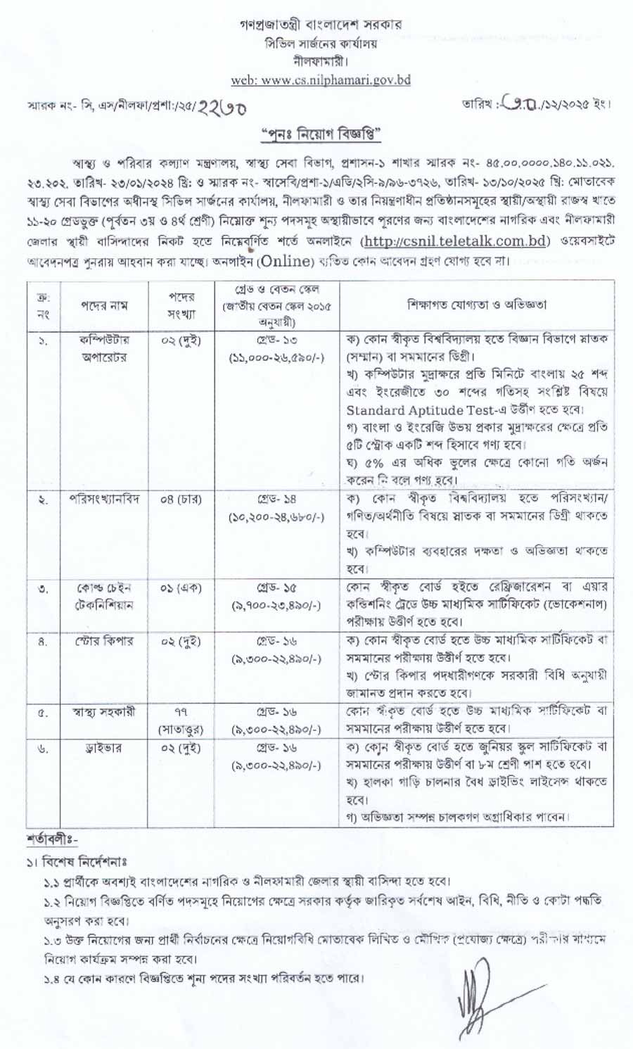 নীলফামারী-সিভিল-সার্জন-কার্যালয়-নিয়োগ-বিজ্ঞপ্তি-২০২৬-1