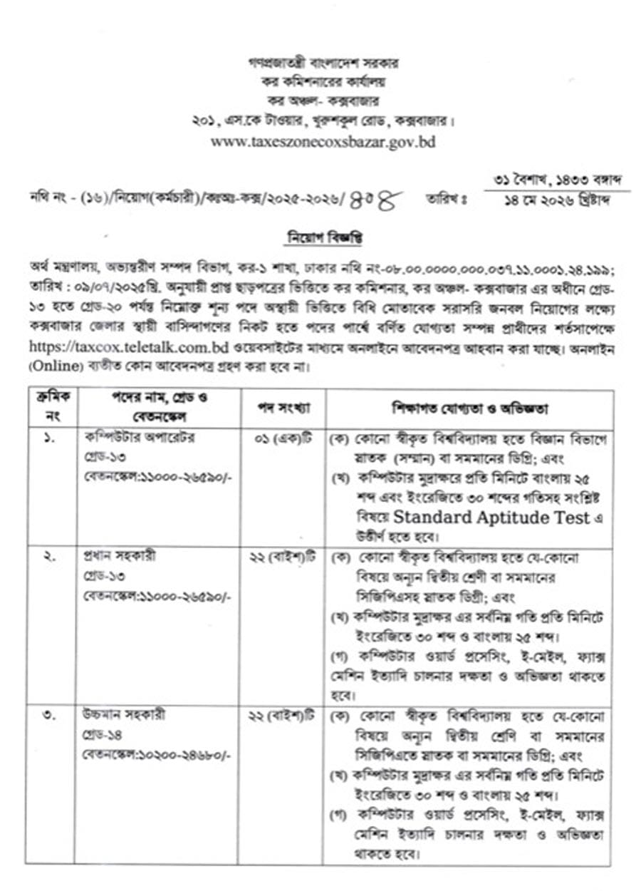 কর-অঞ্চল-কক্সবাজার-নিয়োগ-বিজ্ঞপ্তি-২০২৬-1