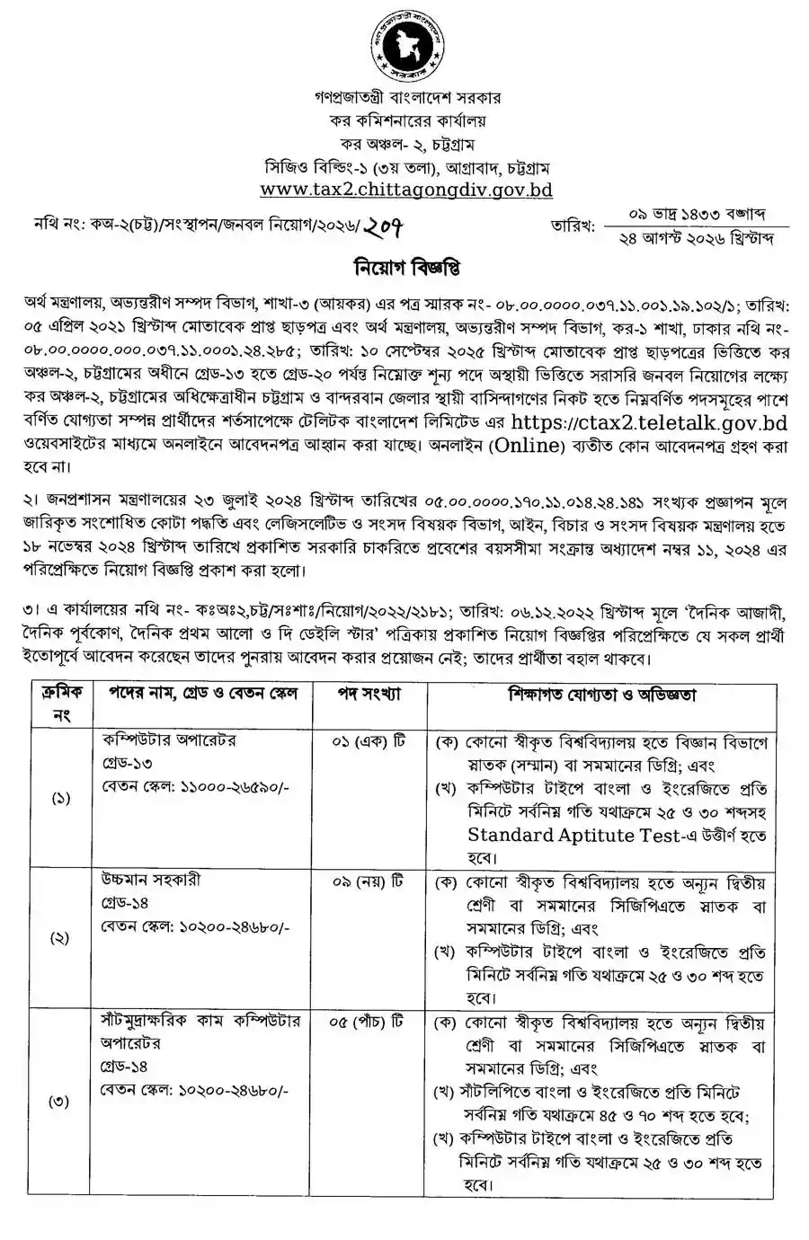কর-অঞ্চল-২-চট্টগ্রাম-নিয়োগ-বিজ্ঞপ্তি-২০২৬-1