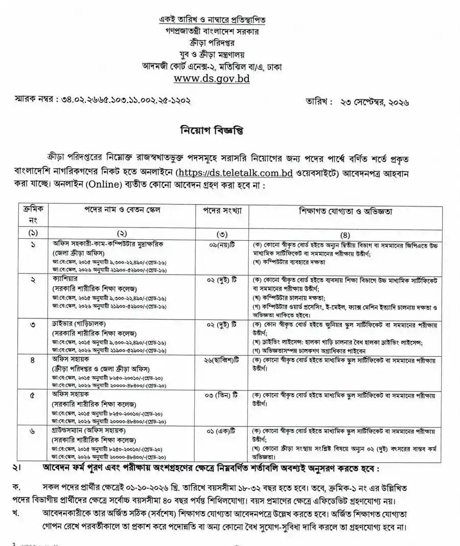 ক্রীড়া-পরিদপ্তর-নিয়োগ-বিজ্ঞপ্তি-২০২৬-1
